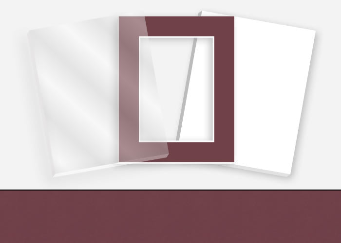 Pkg 102: Acrylic, Foamboard, and Mat #1038 (Maroon) with 2 inch Border