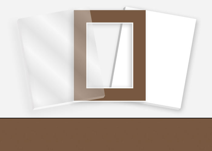 Pkg 132: Glass, Foamboard, and Mat #1097 (Fudge) with 2 inch Border