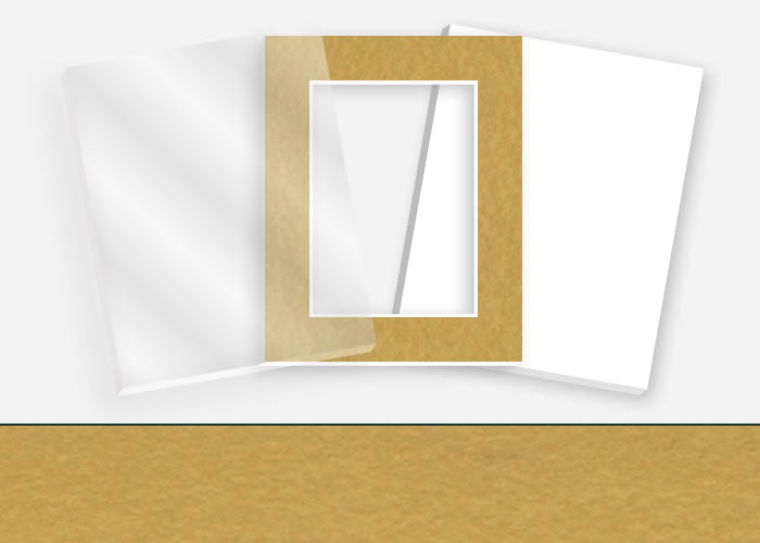 Pkg 175: Acrylic, Foamboard, and Mat #0968 (Old Gold) with 2 inch Border