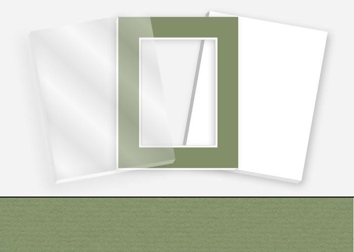 Standard Pkg 139: Acrylic, Foamboard, and Mat #C1001 (Moss Point Green) with 2 inch Border