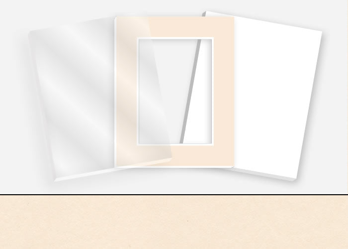 Standard Pkg 043: Glass, Foamboard, Mat #C1008 (Ivory) with 2 inch Border