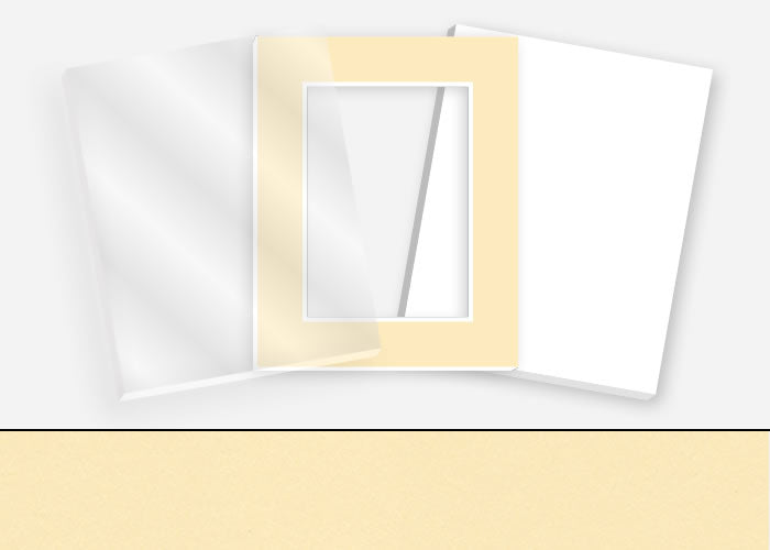 Standard Pkg 048: Glass, Foamboard, and Mat #C1009 (Light Jonquil) with 2 inch Border