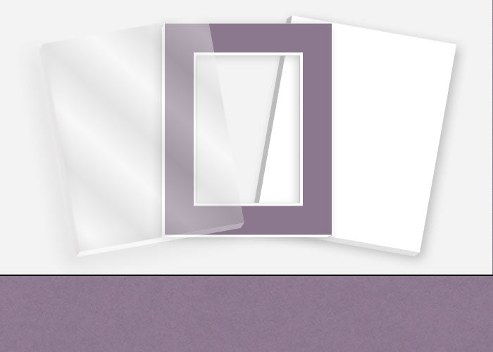 Standard Pkg 223: Acrylic, Foamboard, and Mat #C1015 (Gray Violet) with 2 inch Border