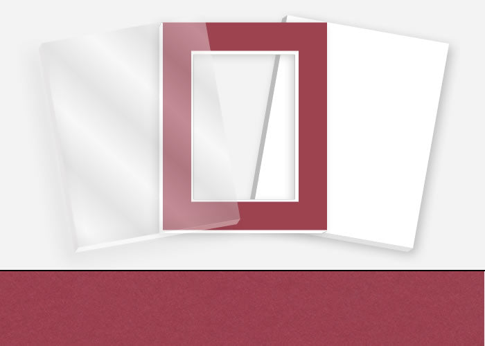 Standard Pkg 243: Acrylic, Foamboard, and Mat #C1023 (Crimson) with 2 inch Border