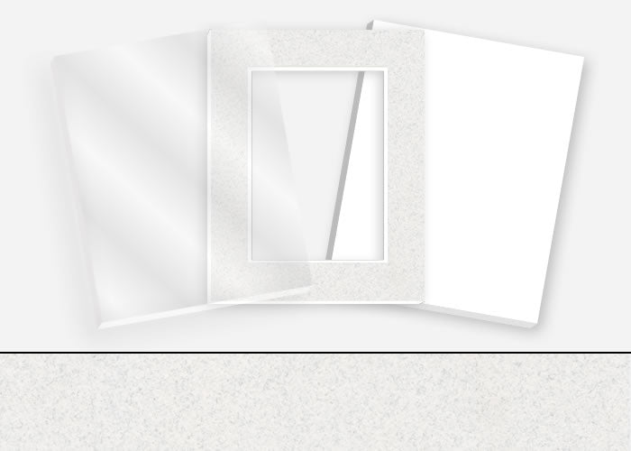 Standard Pkg 277: Glass, Foamboard, and Mat #C1027 (Silver Gray) with 2 inch Border