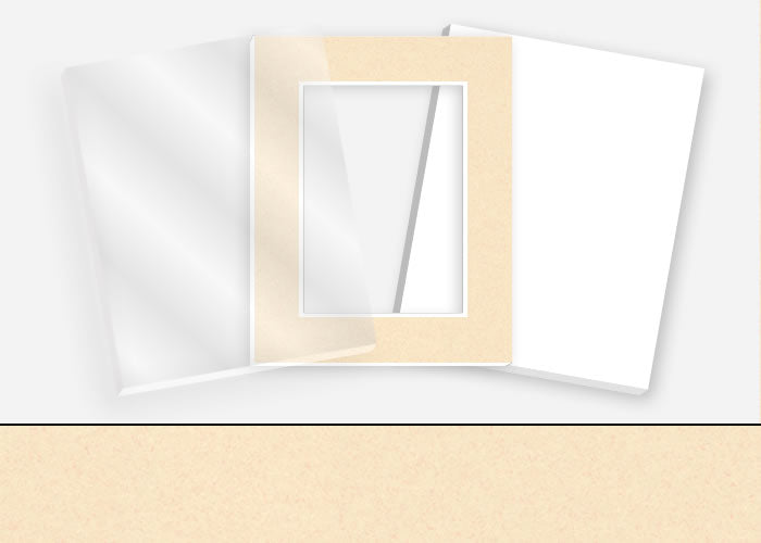 Standard Pkg 049: Glass, Foamboard, Mat #C1029 (Wheat) with 2 inch Border