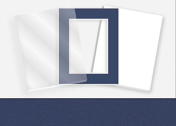 Standard Pkg 202: Acrylic, Foamboard, and Mat #C1053 (Delft Blue) with 2 inch Border
