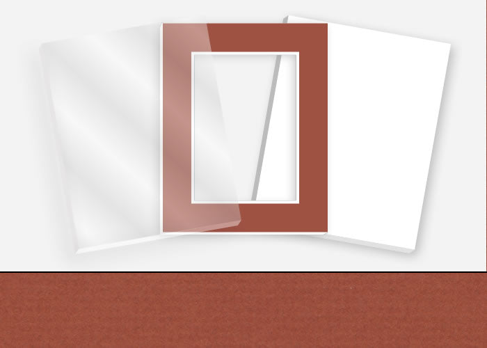 Standard Pkg 246: Glass, Foamboard, and Mat #C1057 (Redwood) with 2 inch Border