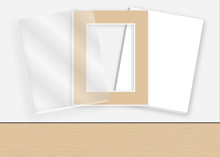 Standard Pkg 070: Glass, Foamboard, Mat #C1061 (Sandstone) with 2 inch Border