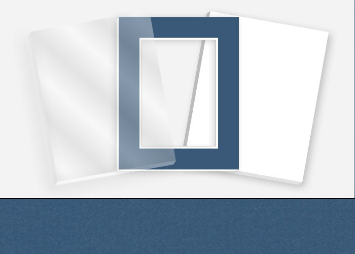Standard Pkg 218: Acrylic, Foamboard, and Mat #C1081 (Volcano Blue) with 2 inch Border