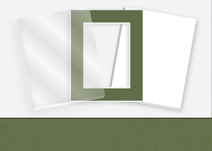 Standard Pkg 142: Acrylic, Foamboard, and Mat #C1084 (Avocado) with 2 inch Border
