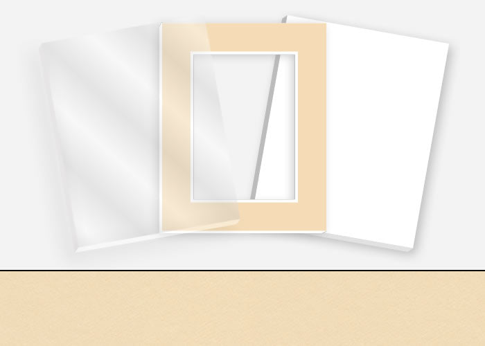 Standard Pkg 054: Glass, Foamboard, Mat #C3291 (French Buff) with 2 inch Border