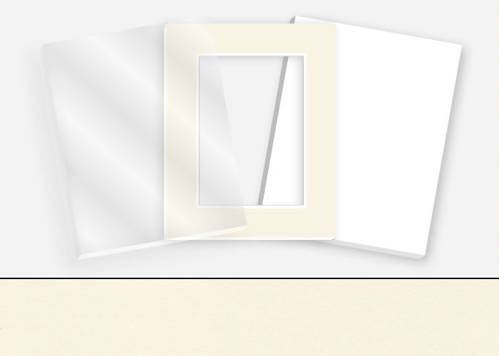 Standard Pkg 035: Glass, Foamboard, Mat #C3293 (Antique White) with 2 inch Border