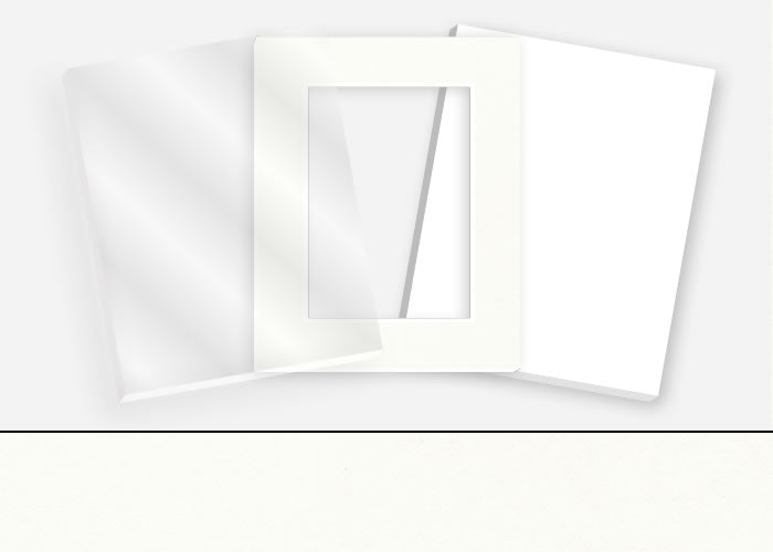 Standard Pkg 019: Glass, Foamboard, Mat #C3297 (Arctic White) with 2 inch Border
