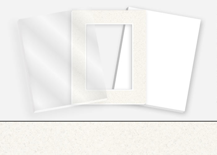 Standard Pkg 029: Glass, Foamboard, Mat #C3300 (Alabaster) with 2 inch Border