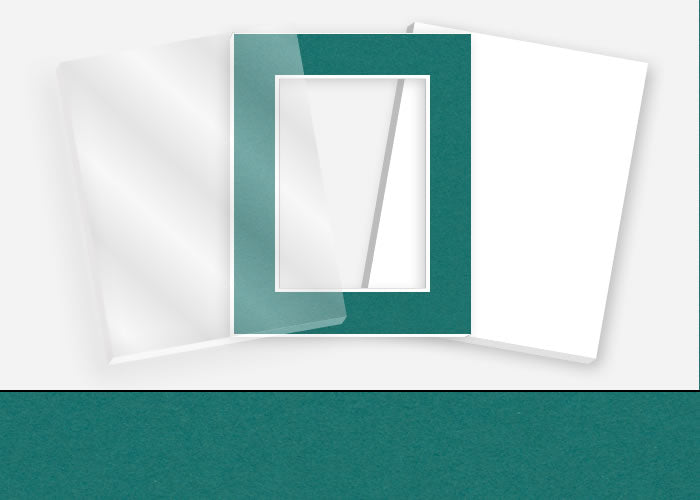 Standard Pkg 169: Acrylic, Foamboard, and Mat #C3323 (Real Teal) with 2 inch Border