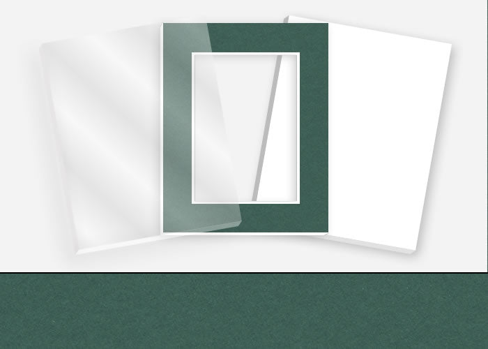 Standard Pkg 153: Acrylic, Foamboard, and Mat #C3333 (Black Watch) with 2 inch Border