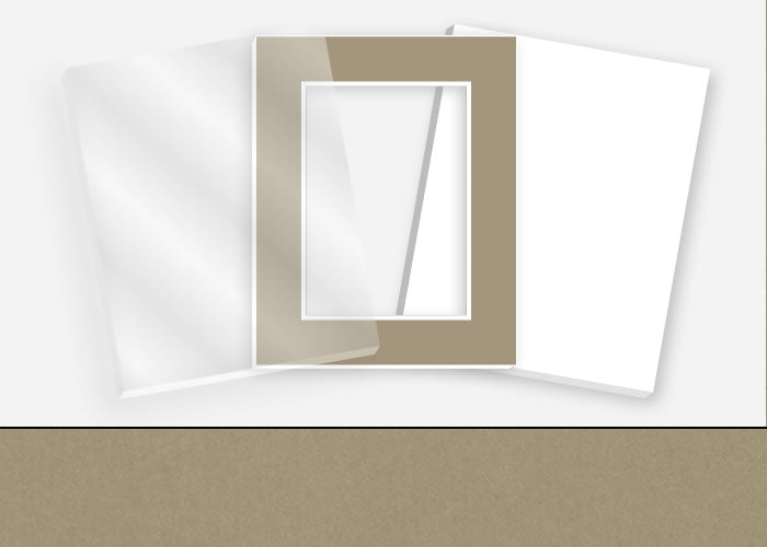 Standard Pkg 082: Acrylic, Foamboard, and Mat #C3352 (Light Umbria) with 2 inch Border