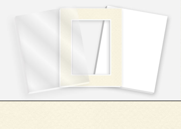 Standard Pkg 036: Glass, Foamboard, Mat #C3354 (Winter White) with 2 inch Border