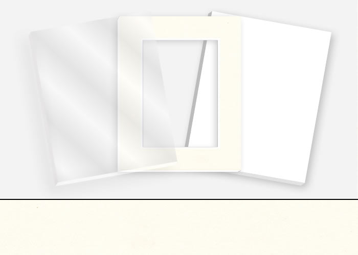 Standard Pkg 026: Glass, Foamboard, Mat #C33 (White/Cream Smooth) with 2 inch Border