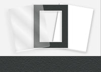 Standard Pkg 320: Glass, Foamboard, and Mat #C3921 (Black/White Pebbled) with 2 inch Border