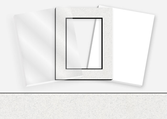 Standard Pkg 278: Acrylic, Foamboard, and Mat #C61027 (Silver Gray w/ Black Core) with 2 inch Border
