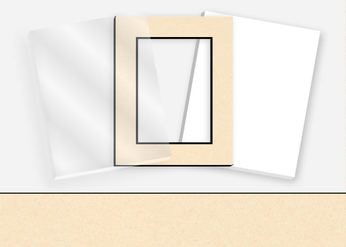Standard Pkg 050: Glass, Foamboard, Mat #C61029 (Wheat w/ Black Core) with 2 inch Border