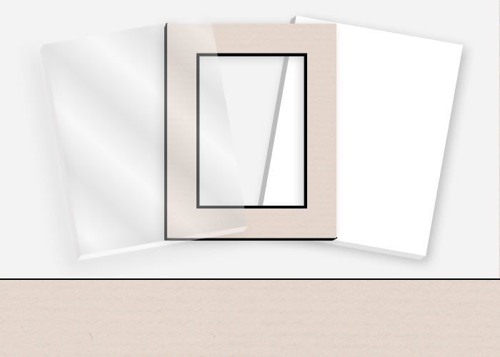 Standard Pkg 058: Glass, Foamboard, Mat #C61088 (Mist w/ Black Core) with 2 inch Border