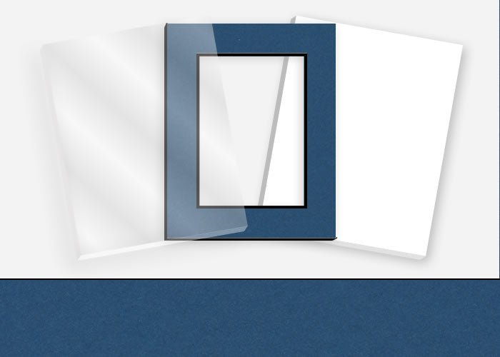 Standard Pkg 204: Acrylic, Foamboard, and Mat #C63326 (Lapis w/ Black Core) with 2 inch Border