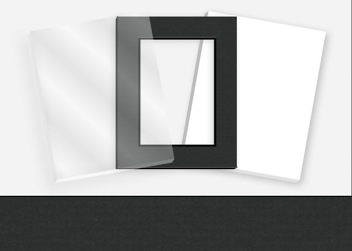 Standard Pkg 319: Glass, Foamboard, and Mat #C63344 (Manor Black w/ Black Core) with 2 inch Border