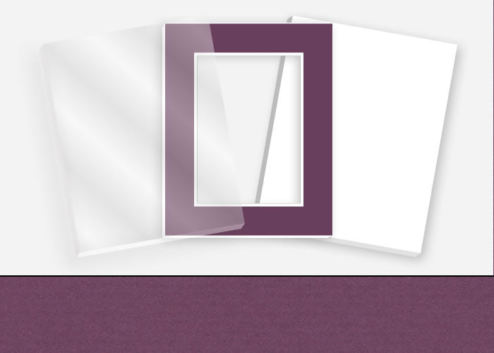 Standard Pkg 224: Acrylic, Foamboard, and Mat #C907 (Wine) with 2 inch Border