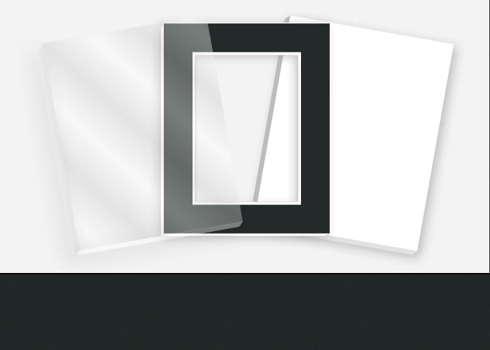 Standard Pkg 315: Acrylic, Foamboard, and Mat #C921A (Smooth Black) with 2 inch Border