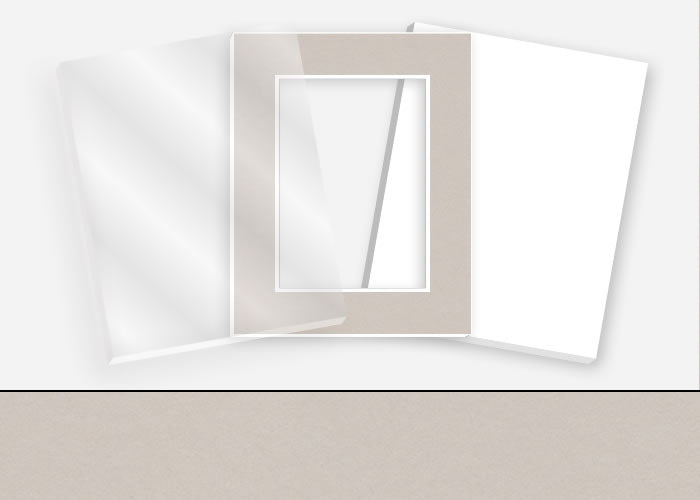 Standard Pkg 061: Glass, Foamboard, and Mat #C934 (Pearl) with 2 inch Border