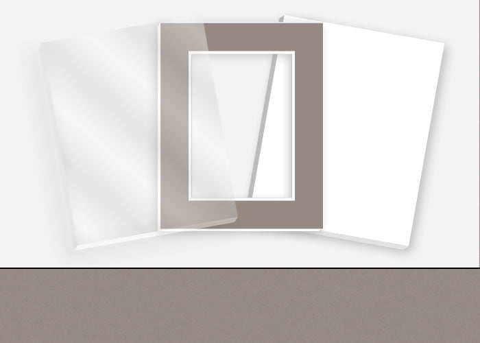 Standard Pkg 096: Glass, Foamboard, and Mat #C935 (Copley Gray) with 2 inch Border