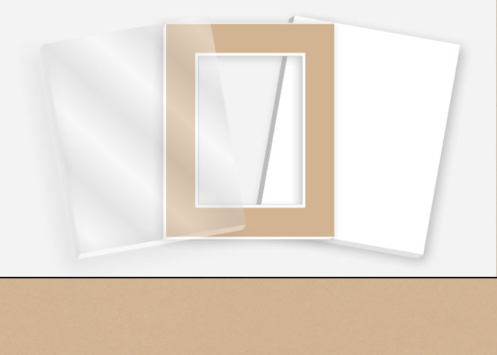 Standard Pkg 076: Acrylic, Foamboard, and Mat #C948 (Sand) with 2 inch Border