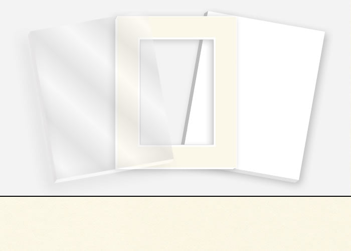 Standard Pkg 025: Glass, Foamboard, Mat #C960 (White) with 2 inch Border