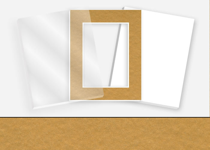 Standard Pkg 340: Acrylic, Foamboard, and Mat #C970 (Gold) with 2 inch Border