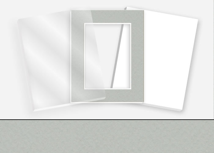 Standard Pkg 290: Acrylic, Foamboard, and Mat #C974 (Dawn Gray) with 2 inch Border