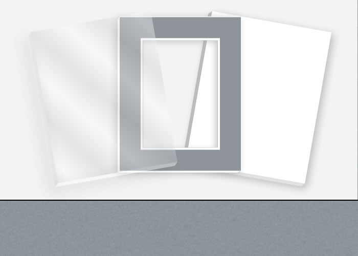 Standard Pkg 183: Glass, Foamboard, and Mat #C976 (Bar Harbor Gray) with 2 inch Border