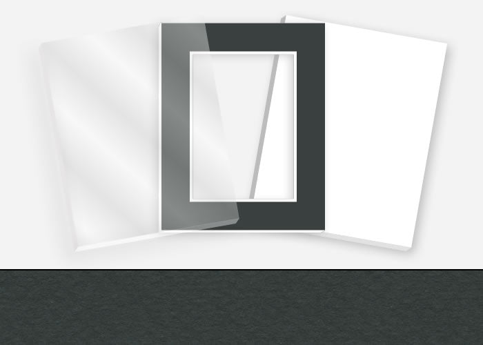 Standard Pkg 316: Acrylic, Foamboard, and Mat #C989 (Raven Black) with 2 inch Border