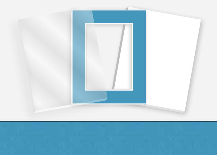 Standard Pkg 174: Acrylic, Foamboard, and Mat #CB143 (Berkshire Bay Blue) with 2 inch Border