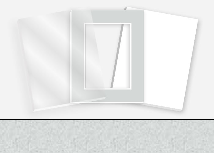 Standard Pkg 287: Glass, Foamboard, and Mat #CB155 (Berkshire Pumice) with 2 inch Border
