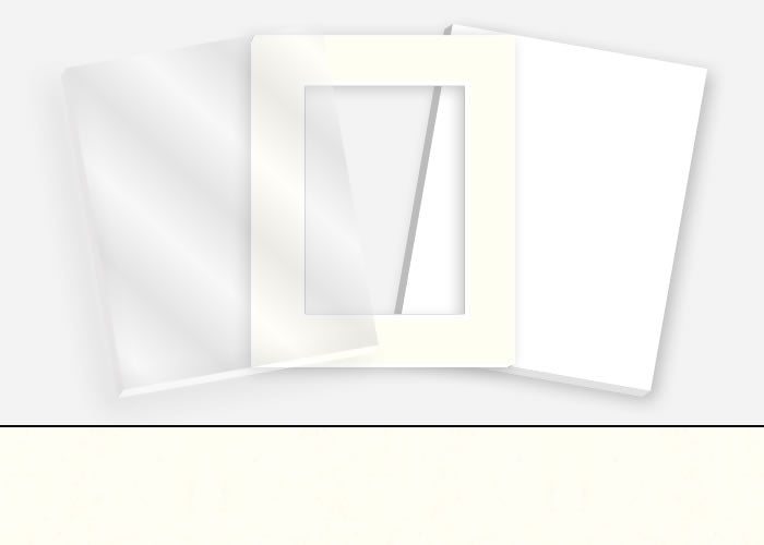 Standard Pkg 024: Glass, Foamboard, Mat #CB403 (Berkshire Pure White) with 2 inch Border