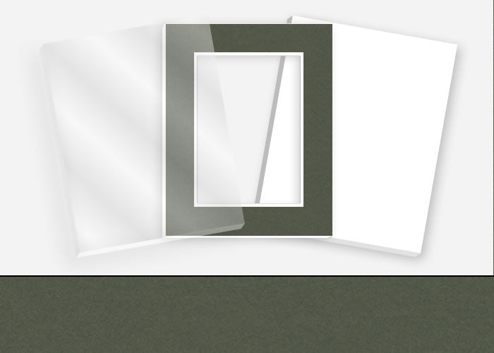 Standard Pkg 146: Acrylic, Foamboard, and Mat #CBW453 (Berkshire Dark Olive) with 2 inch Border
