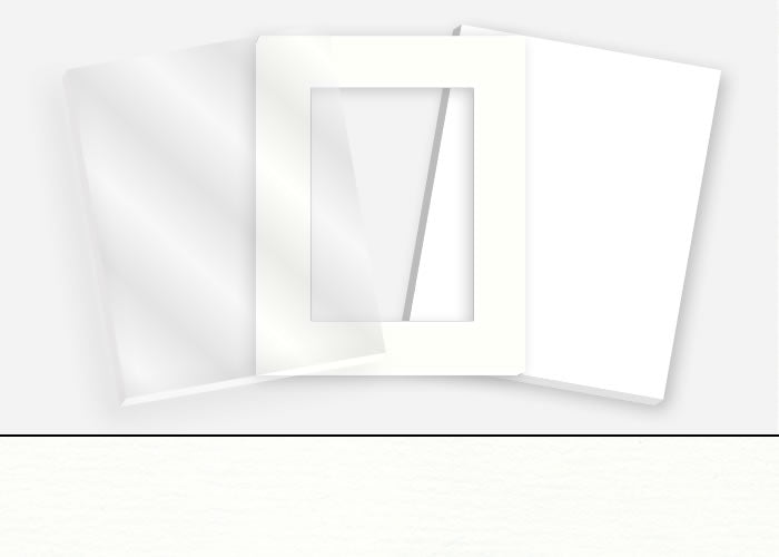 Standard Pkg 017: Glass, Foamboard, Mat #CSRM3400 (Bakers White) with 2 inch Border