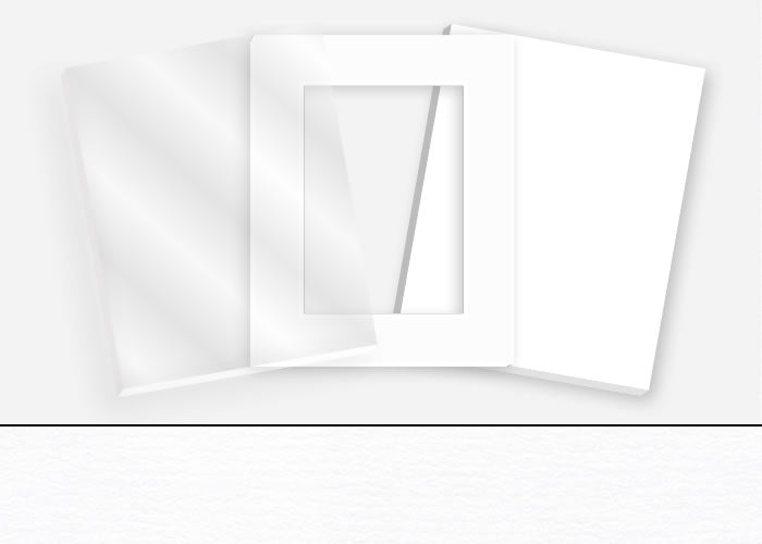 Standard Pkg 012: Glass, Foamboard, Mat #CSRM3401 (Chalk) with 2 inch Border