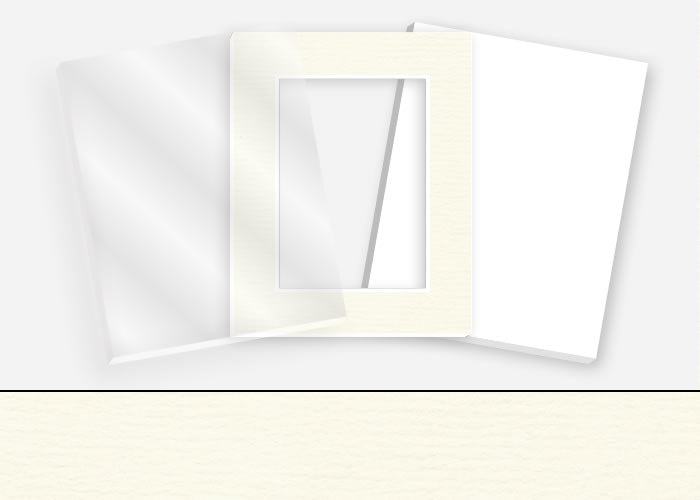 Standard Pkg 041: Glass, Foamboard, Mat #CSRM3403 (Dove) with 2 inch Border