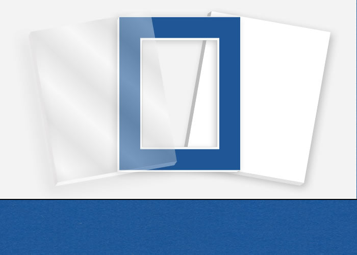 Standard Pkg 194: Acrylic, Foamboard, and Mat #CSRM3417 (Flag Blue) with 2 inch Border
