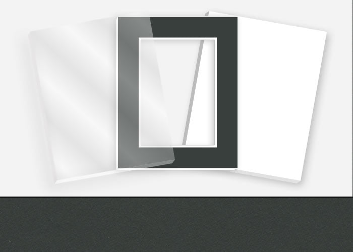 Standard Pkg 323: Acrylic, Foamboard, and Mat #CSRM3423 (Jet Black) with 2 inch Border