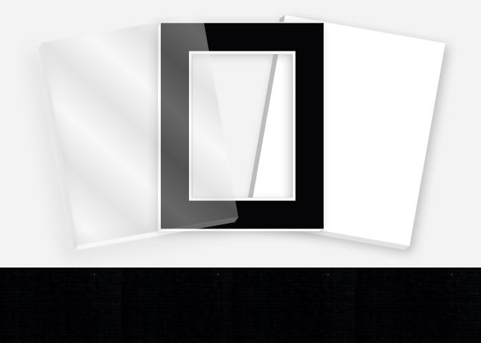 Standard Pkg 329: Acrylic, Foamboard, and Mat #PW1504 (Black Linen) with 2 inch Border